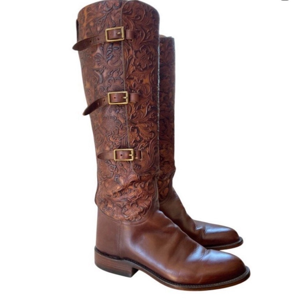 Lucchese Hand Tooled Leather Riding Boots